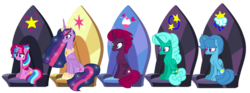 Size: 1846x686 | Tagged: safe, artist:徐詩珮, fizzlepop berrytwist, glitter drops, spring rain, tempest shadow, twilight sparkle, oc, oc:bubble sparkle, alicorn, pony, g4, the last problem, alicorn oc, alicorn thrones, alicornified, base used, family, female, glittercorn, lesbian, mother and daughter, multiple parents, next generation, offspring, older, older glitter drops, older spring rain, older tempest shadow, older twilight, older twilight sparkle (alicorn), parent:glitter drops, parent:spring rain, parent:tempest shadow, parent:twilight sparkle, parents:glittershadow, parents:sprglitemplight, parents:springdrops, parents:springshadow, parents:springshadowdrops, polyamory, princess twilight 2.0, race swap, ship:glitterlight, ship:glittershadow, ship:sprglitemplight, ship:springdrops, ship:springlight, ship:springshadow, ship:springshadowdrops, ship:tempestlight, shipping, simple background, springcorn, tempesticorn, transparent background, twilight sparkle (alicorn)