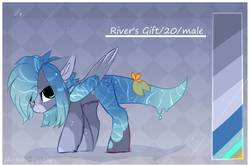 Size: 1096x729 | Tagged: safe, artist:php146, oc, oc only, oc:river's gift, original species, pony, water pony, abstract background, male, reference sheet, solo