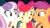 Size: 1374x774 | Tagged: safe, screencap, apple bloom, scootaloo, sweetie belle, earth pony, pegasus, pony, unicorn, g4, growing up is hard to do, my little pony: friendship is magic, being big is all it takes, bow, cropped, cutie mark crusaders, excited, female, friendship express, hair bow, looking at each other, mare, older, older apple bloom, older cmc, older scootaloo, older sweetie belle, smiling, teeth, trio