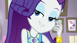 Size: 1920x1080 | Tagged: safe, screencap, rarity, do it for the ponygram!, equestria girls, equestria girls series, g4, spoiler:eqg series (season 2), geode of shielding, lidded eyes, looking at you, magical geodes, solo