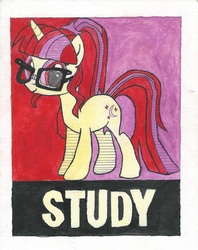 Size: 1251x1579 | Tagged: safe, artist:themisto97, moondancer, pony, unicorn, g4, alternate hairstyle, drawing, female, glasses, hope poster, poster, recolor, solo, study, traditional art, watercolor painting