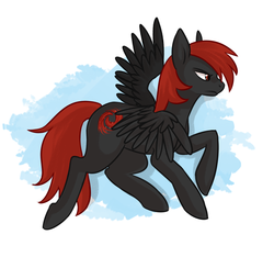 Size: 913x890 | Tagged: safe, artist:firestormdangerdash, oc, oc only, oc:firestorm, pegasus, pony, male, pegasus oc, red and black oc, simple background, solo, stallion, white background, wings