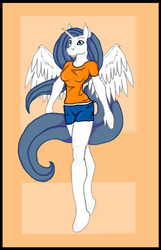 Size: 660x1026 | Tagged: safe, artist:lilloate, oc, oc only, alicorn, anthro, unguligrade anthro, alicorn oc, hoers, smiling, solo