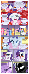 Size: 612x1556 | Tagged: safe, artist:newbiespud, edit, edited screencap, screencap, applejack, echo (g4), fluttershy, nocturn, pinkie pie, princess luna, rainbow dash, rarity, twilight sparkle, alicorn, earth pony, pegasus, pony, unicorn, comic:friendship is dragons, g4, luna eclipsed, bed, chariot, cloak, clothes, comic, dialogue, flying, freckles, glasses, glowing eyes, grin, hat, looking up, mane six, mirror, on back, reflection, sad, screencap comic, smiling, thinking, unicorn twilight