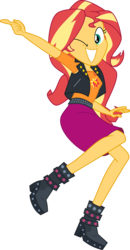 Size: 4581x8781 | Tagged: safe, artist:shootingstarsentry, sunset shimmer, do it for the ponygram!, equestria girls, equestria girls series, g4, spoiler:eqg series (season 2), absurd resolution, boots, clothes, cute, female, geode of empathy, high heel boots, magical geodes, moe, one eye closed, shimmerbetes, shoes, simple background, skirt, smiling, solo, transparent background, vector, wink