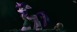 Size: 2560x1079 | Tagged: safe, artist:ami-gami, twilight sparkle, alicorn, pony, g4, ball and chain, female, solo, twilight sparkle (alicorn)