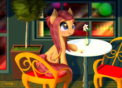 Size: 6300x4550 | Tagged: safe, artist:darksly, whirlwind romance, pegasus, pony, g4, absurd resolution, background pony, female, las pegasus resident, mare, smiling, solo, table