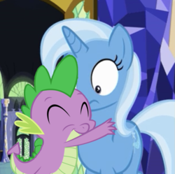 Size: 622x620 | Tagged: safe, edit, edited screencap, editor:undeadponysoldier, screencap, spike, trixie, all bottled up, g4, female, male, shipping, spixie, straight