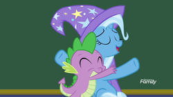 Size: 1920x1080 | Tagged: safe, edit, edited screencap, editor:undeadponysoldier, screencap, spike, trixie, a matter of principals, g4, female, male, shipping, spixie, straight