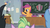 Size: 1920x1080 | Tagged: safe, screencap, gertrude, scootaloo, griffon, hippogriff, pegasus, pony, g4, the last problem, apple, chalkboard, classroom, discussion in the comments, female, food, mare, older, older scootaloo, raised hoof, scroll, small wings, wings