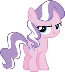 Size: 4000x4469 | Tagged: safe, artist:scrimpeh, edit, editor:slayerbvc, vector edit, diamond tiara, earth pony, pony, absurd resolution, accessory-less edit, butt, female, filly, looking at you, missing accessory, plot, simple background, solo, transparent background, vector