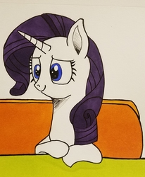 Size: 1969x2391 | Tagged: safe, artist:polar_storm, rarity, pony, unicorn, g4, the saddle row review, blue eyes, colored sketch, female, mare, solo, traditional art