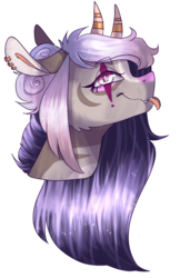 Size: 719x1112 | Tagged: safe, artist:akiiichaos, oc, oc only, pony, bust, female, horns, mare, portrait, simple background, solo, tongue out, transparent background