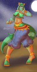 Size: 638x1252 | Tagged: safe, artist:silentpassion, oc, oc only, anthro, breasts, female, gerudo outfit, rule 63, solo
