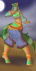 Size: 641x1246 | Tagged: safe, artist:silentpassion, oc, oc only, anthro, commission, crossdressing, gerudo outfit, male, solo