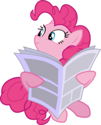 Size: 5652x7000 | Tagged: dead source, safe, artist:mr-breadman, pinkie pie, pony, daring done?, g4, absurd resolution, female, newspaper, show accurate, simple background, solo, transparent background, vector