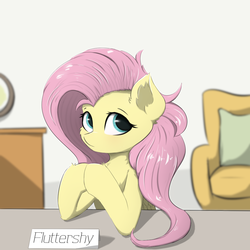 Size: 1024x1024 | Tagged: safe, artist:d.w.h.cn, fluttershy, pegasus, pony, g4, chest fluff, cute, female, shyabetes, solo