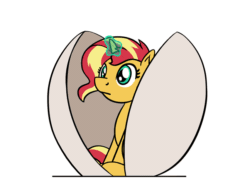 Size: 648x486 | Tagged: safe, artist:flutterluv, sunset shimmer, pony, unicorn, g4, animated, behaving like an octopus, clam, clam shell, female, glowing horn, horn, magic, mare, nope, pistachio nut, ponified animal photo, ponified animal video, shell, simple background, solo, telekinesis, white background