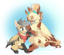 Size: 1920x1650 | Tagged: safe, artist:pvrii, oc, oc only, oc:heavenly hazelnut, oc:silo, pegasus, pony, colt, female, male, mare, mother and son, pale belly, two toned wings, wings