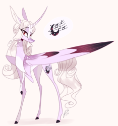 Size: 1686x1799 | Tagged: safe, artist:iheyyasyfox, oc, oc only, alicorn, pony, female, magical lesbian spawn, mare, offspring, parent:princess cadance, parent:princess luna, parents:lundance, solo, two toned wings, wings