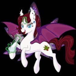 Size: 1523x1523 | Tagged: safe, artist:halcyonnoctem, oc, oc only, oc:indicahaze, bat pony, pony, bat pony oc, bong, drugs, magic, marijuana, marijuana leaf, solo, stoner, weeds