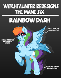 Size: 4000x5100 | Tagged: safe, artist:witchtaunter, part of a set, rainbow dash, pegasus, pony, seraph, g4, absurd resolution, dreamworks face, female, joke, leg fluff, multiple wings, redesign, smiling, smirk, solo, wings