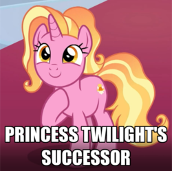 Size: 770x768 | Tagged: safe, edit, edited screencap, screencap, luster dawn, pony, unicorn, g4, the last problem, caption, cropped, female, headcanon, image macro, implied twilight sparkle, solo, text