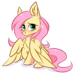 Size: 2658x2553 | Tagged: safe, artist:pesty_skillengton, fluttershy, pegasus, pony, g4, blushing, chest fluff, cute, ear fluff, female, high res, mare, shyabetes, simple background, sitting, sketch, solo, spread wings, white background, wings
