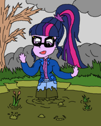 Size: 800x1000 | Tagged: safe, artist:mudlove2, sci-twi, twilight sparkle, equestria girls, g4, 1000 hours in ms paint, mud, quicksand, sinking, swamp, wet and messy