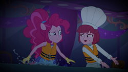 Size: 1920x1080 | Tagged: safe, screencap, pinkie pie, puffed pastry, equestria girls, equestria girls series, g4, spring breakdown, spoiler:eqg series (season 2), flood, lifejacket, ponied up, super ponied up, water