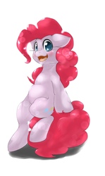 Size: 2018x3375 | Tagged: safe, artist:kurogewapony, pinkie pie, earth pony, pony, g4, blushing, chubby, cute, diapinkes, female, high res, looking at you, mare, simple background, solo, white background