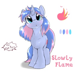 Size: 1485x1485 | Tagged: safe, artist:kurogewapony, oc, oc only, oc:slowly flame, pony, unicorn, female, looking at you, simple background, solo, white background