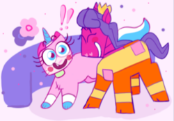 Size: 428x298 | Tagged: safe, artist:mewnikitty, cat, pony, catified, exclamation point, lego, ponified, queen watevra wa-nabi, species swap, spoilers for another series, the lego movie, the lego movie 2: the second part, unikitty