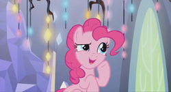 Size: 1600x864 | Tagged: safe, screencap, pinkie pie, earth pony, pony, g4, the last laugh, female, mare, solo, twilight's castle