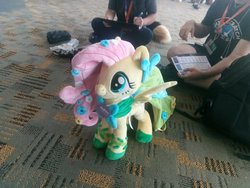 Size: 3264x2448 | Tagged: safe, artist:meplushyou, photographer:mrpizza2502, fluttershy, human, bronycon, g4, clothes, dress, female, gala dress, high res, irl, photo, plushie