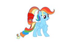Size: 1024x572 | Tagged: safe, artist:scoutimusprime, rainbow dash, rarity, pegasus, pony, let's switch bodies, g4, alternate hairstyle, female, mare, rainbow dash always dresses in style, simple background, solo, white background