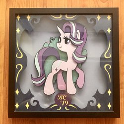 Size: 2048x2044 | Tagged: safe, artist:the-paper-pony, starlight glimmer, pony, unicorn, g4, female, high res, shadowbox, smiling, solo, traditional art