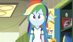 Size: 1459x827 | Tagged: safe, screencap, rainbow dash, equestria girls, g4, my little pony equestria girls: choose your own ending, sock it to me, cute, dashabetes, female, lockers, looking at you, solo