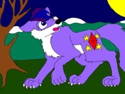 Size: 1024x768 | Tagged: safe, artist:wolfspiritclan, oc, oc only, oc:ruby nights, hengstwolf, werewolf, barely pony related, furry, moon, night, solo, tree