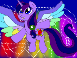 Size: 1024x768 | Tagged: safe, artist:wolfspiritclan, oc, oc only, oc:ruby nights, alicorn, pony, g4, my little pony: friendship is magic, my little pony: rainbow roadtrip, colored wings, multicolored wings, rainbow wings, solo, wing bling, wings