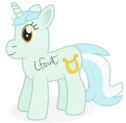 Size: 2700x2650 | Tagged: safe, artist:devfield, lyra heartstrings, pony, unicorn, g4, autograph, female, high res, lauren faust, lyra plushie, plothole plush lyra, plushie, simple background, solo, stitching, transparent background, two toned mane, two toned tail, vector