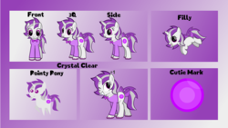 Size: 1920x1080 | Tagged: safe, artist:thunder-blur, oc, oc:crystal clear, pony, unicorn, reference sheet, show accurate