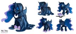 Size: 1331x600 | Tagged: safe, artist:meplushyou, princess luna, spirit of hearth's warming yet to come, alicorn, pony, a hearth's warming tail, g4, female, hoof shoes, irl, jewelry, mare, peytral, photo, plushie, regalia, simple background, smiling, solo, spread wings, white background, wings