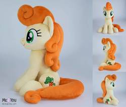 Size: 969x825 | Tagged: safe, artist:meplushyou, carrot top, golden harvest, earth pony, pony, g4, female, irl, looking at you, mare, photo, plushie, sitting, smiling, solo