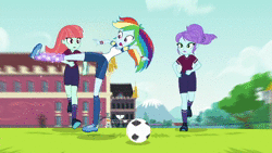 Size: 1920x1080 | Tagged: safe, edit, edited screencap, screencap, alizarin bubblegum, crystal lullaby, doodle bug, gallop j. fry, garden grove, golden hazel, guy grove, little red, marco dafoy, melon mint, orange sunrise, pinkie pie, rainbow dash, sandalwood, sci-twi, sunset shimmer, super funk, track starr, trixie, twilight sparkle, human, equestria girls, g4, my little pony equestria girls: better together, my little pony equestria girls: choose your own ending, sock it to me, sock it to me: trixie, street magic with trixie, animated, background human, canterlot high, female, football, geode of empathy, geode of sugar bombs, geode of telekinesis, goal, magic, magical geodes, male, no sound, offscreen character, ponytail, sports, trixie's magic sock, webm