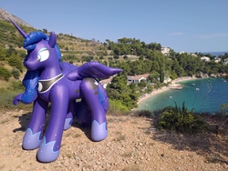 Size: 4000x3000 | Tagged: safe, artist:arniemkii, princess luna, alicorn, inflatable pony, pony, g4, beach, bootleg, croatia, holiday, hongyi, inflatable, inflatable alicorn, inflatable toy, irl, nature, photo, solo, summer, water