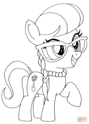 Size: 1068x1476 | Tagged: artist needed, safe, silver spoon, earth pony, pony, g4, coloring page, cute, female, filly, glasses, happy, jewelry, necklace, pearl necklace, raised hoof, smiling