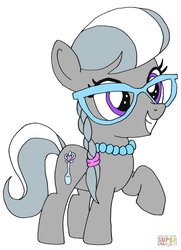 Size: 760x1050 | Tagged: artist needed, safe, edit, editor:undeadponysoldier, silver spoon, earth pony, pony, g4, colored, cute, female, filly, glasses, happy, jewelry, necklace, pearl necklace, raised hoof, smiling, solo