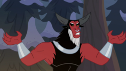 Size: 1920x1080 | Tagged: safe, screencap, lord tirek, centaur, frenemies (episode), g4, forest, male, nose piercing, nose ring, piercing, septum piercing, solo, spread arms
