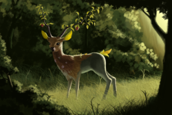 Size: 1920x1280 | Tagged: safe, artist:amarthgul, the great seedling, deer, dryad, elk, going to seed, female, forest, realistic, solo